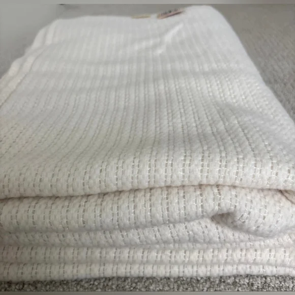 LL Bean Biddeford Mills Blanket Warm Feelings Wool 87" X 90” White Cream Full - Picture 4 of 4